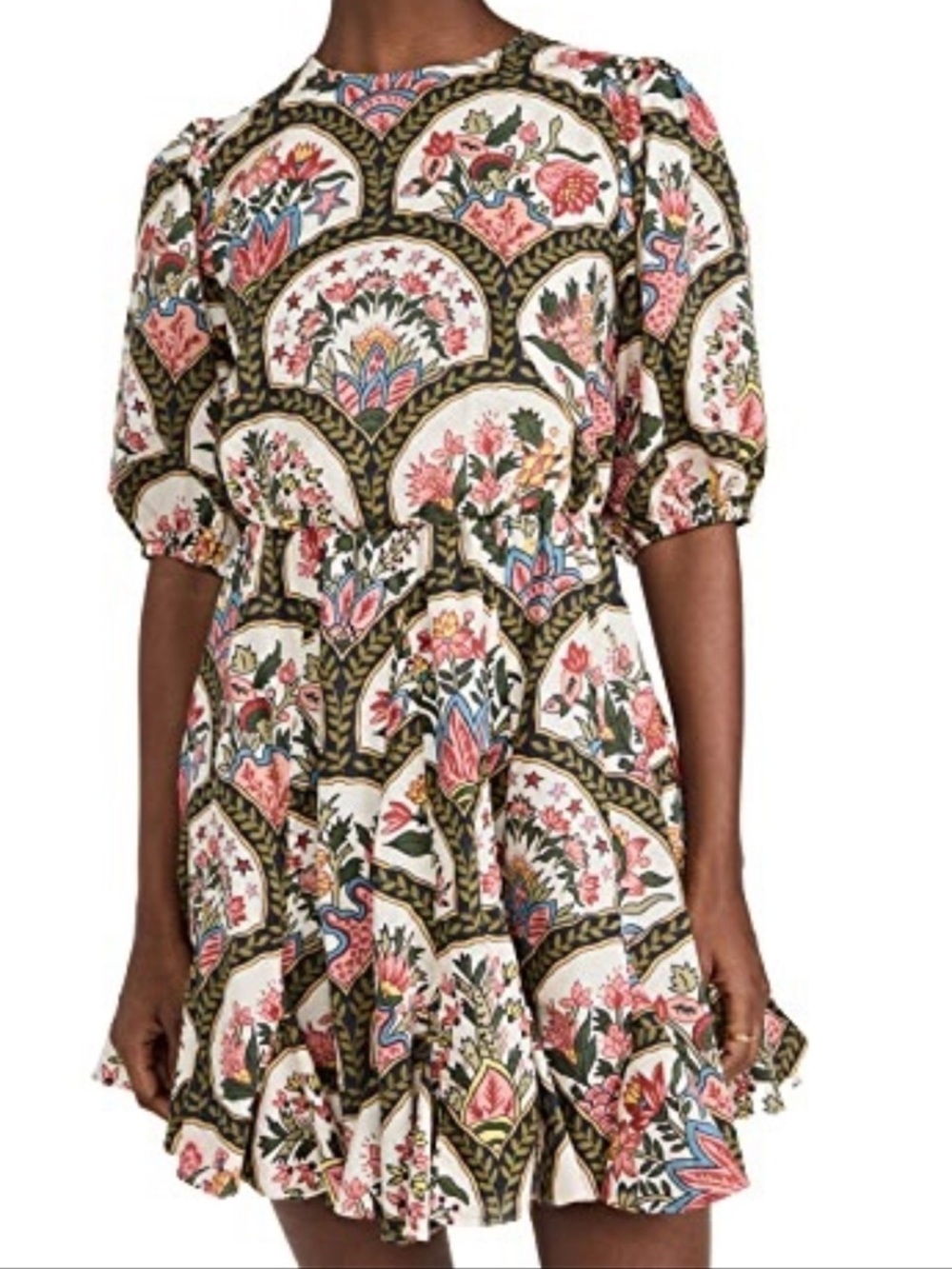 Rhode Molly Fit Flare Mini Dress in Mushroom Lace-up Back Medium
